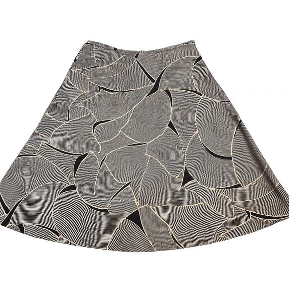 New York & Company Black White Cotton A-Line Skirt Size 10 Abstract Print - Picture 1 of 6